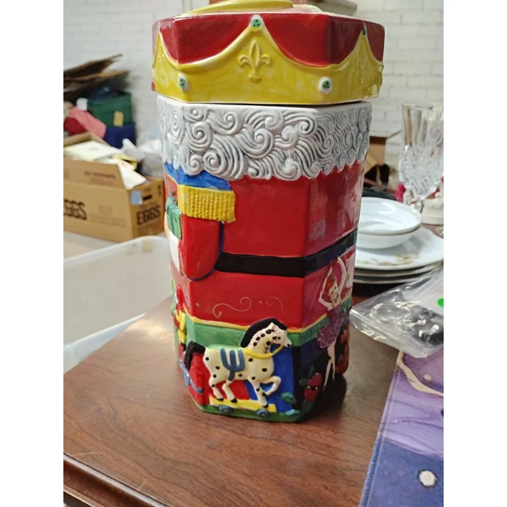 VTG 1980 Nutcracker Ballet Hexagon Vase Cookie Jar Ceramic Holiday Christmas